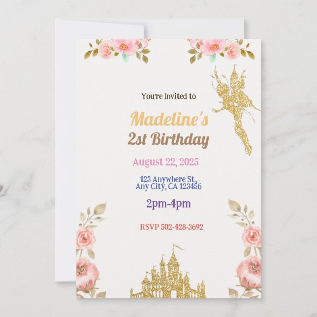 Invitation au Château de Rêve de Conte de Fées (Devant)