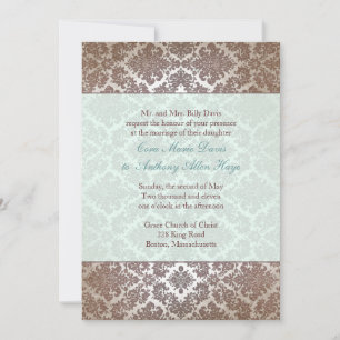 Invitation au chocolat Brown Mariage damassé