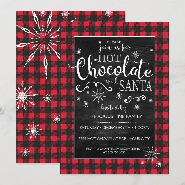 Invitation au Chocolat Chaud avec le Père Noël (Devant / Derrière)
