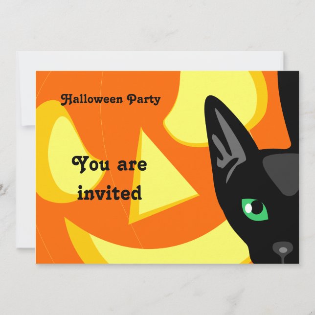 Invitation au Citrouille Chat Halloween (Devant)