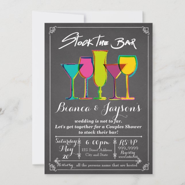Invitation au cocktail de mariage pour couples (Devant)