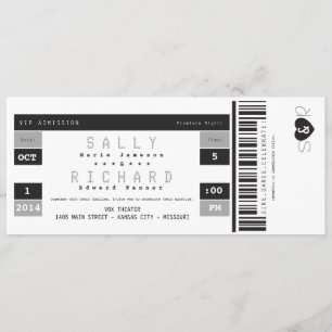 Invitation au concert en noir blanc et gris