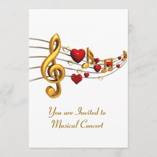 Invitation au concert musical en lettres d'or
