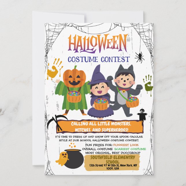 Invitation au concours de costumes d'Halloween (Devant)