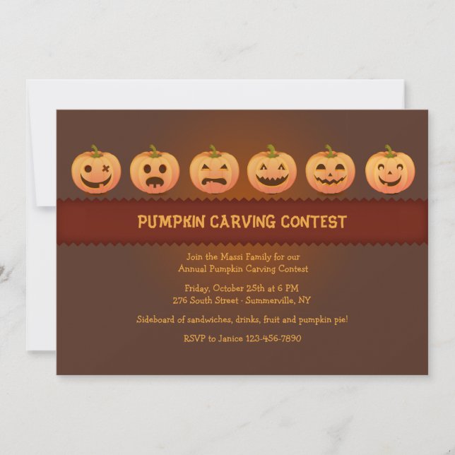 Invitation au concours de découpage de citrouilles (Devant)