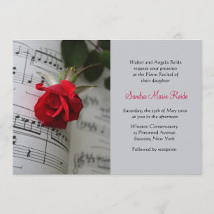Invitation Au Considérant De Piano Rouge Roses