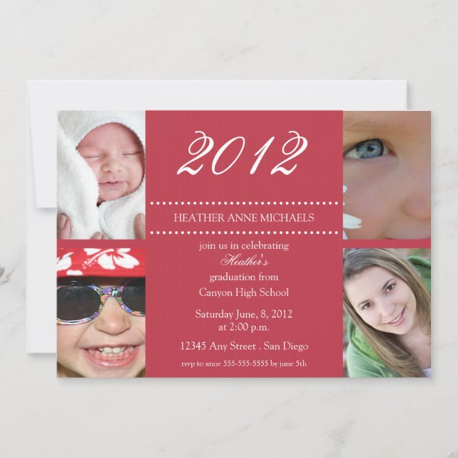 Invitation Au cours des années Graduation Invitation-red (Devant)