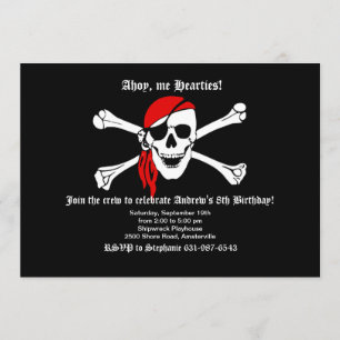 Invitation au crâne pirate et aux os croisés