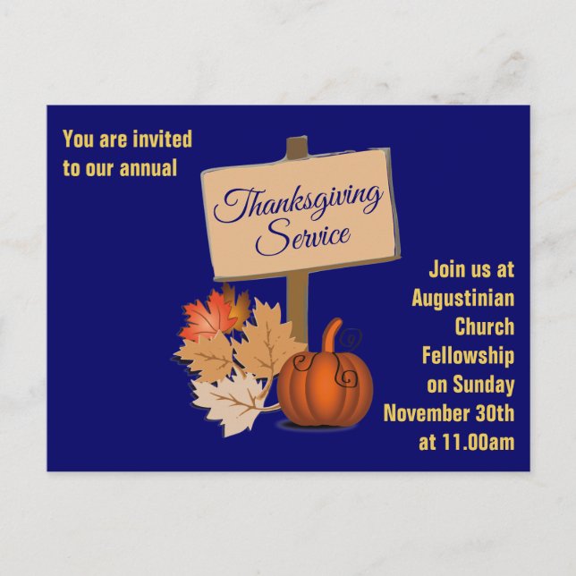 Invitation au culte de THANKSGIVING (Devant)