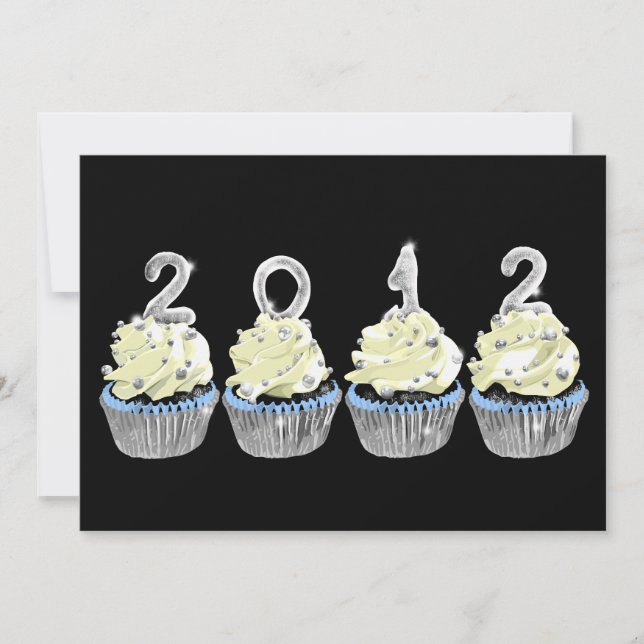 Invitation au cupcake du Nouvel An 2012 (Devant)