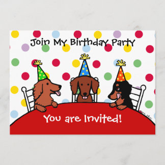 Invitation au Dachshund Birthday Cartoon Party