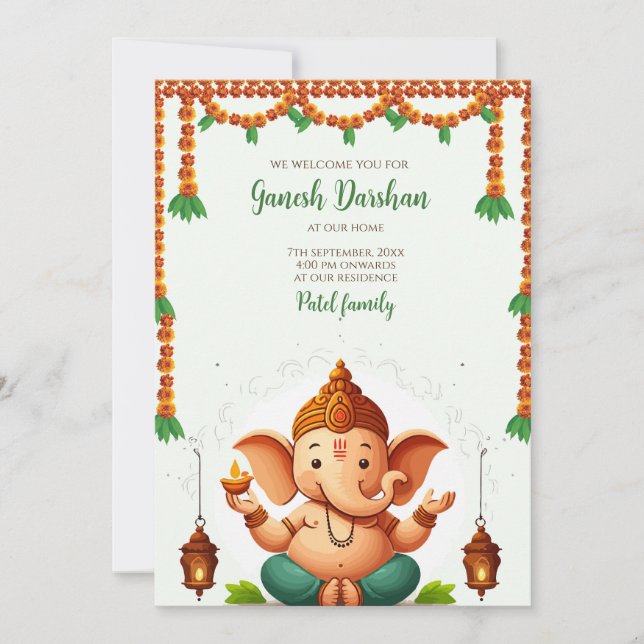 Invitation au darshan de Ganpati Carte d'invitatio (Devant)