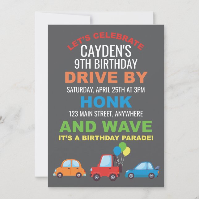 Invitation au défilé d'anniversaire en quarantaine (Devant)