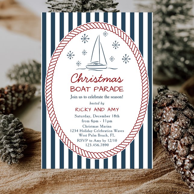 Invitation au défilé de bateaux de Noël à rayures  (Créateur téléchargé)