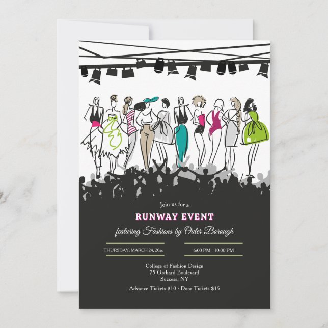 Invitation au défilé de mode de modèles esquissés (Devant)