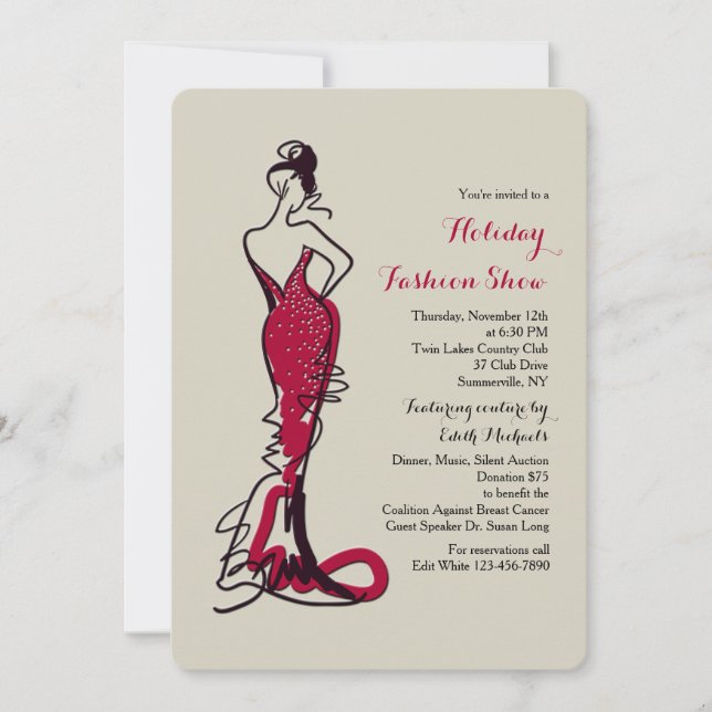 Invitation au défilé de mode de robe bordeaux (Devant)