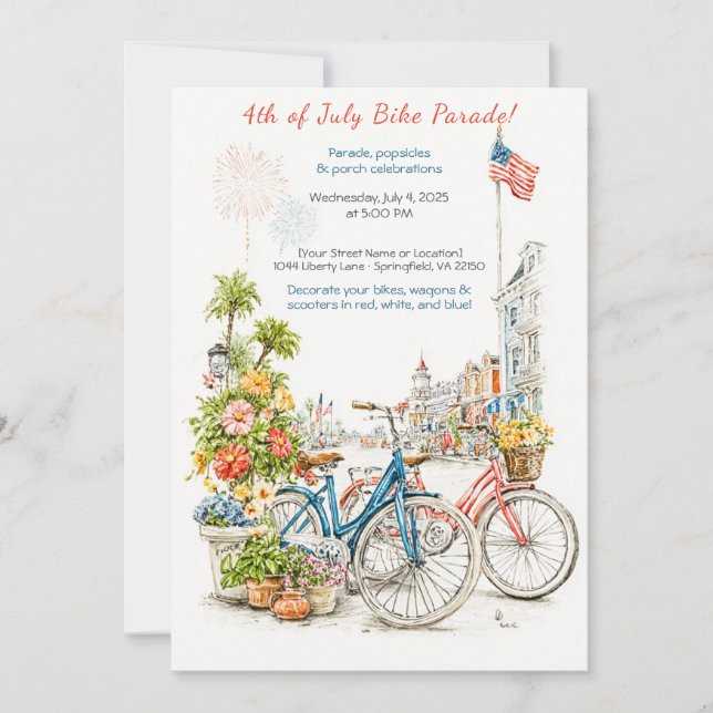 Invitation au défilé de vélos du 4 juillet à l'aqu (Devant)