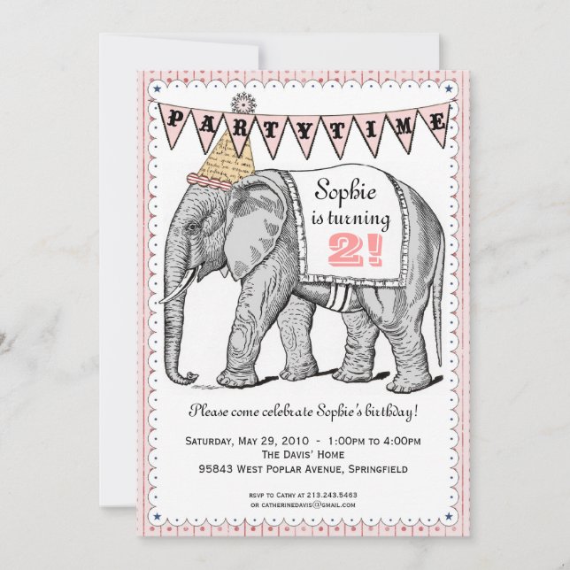 Invitation au défilé d'éléphant Vintage (Devant)