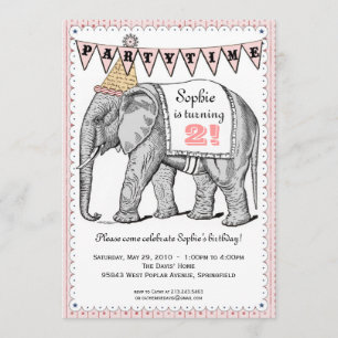 Invitation au défilé d'éléphant Vintage
