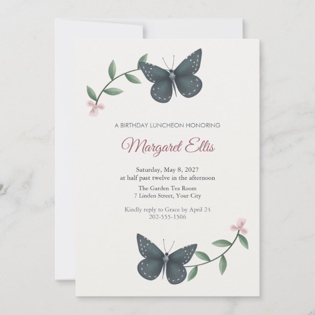 Invitation au déjeuner d'anniversaire de Papillon  (Devant)