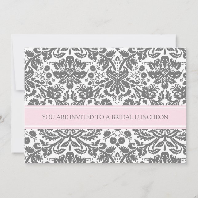 Invitation au déjeuner nuptial gris rose (Devant)