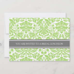 Invitation au déjeuner nuptial Lime Grey Damask
