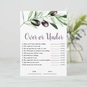 Invitation Au-delà ou sous le jeu de Fête des mariées Olive
