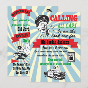 Invitation Au-dessus de la colline Limite de vitesse Cops Inv