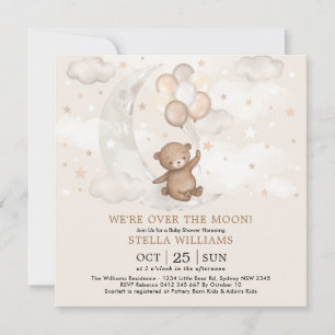 Invitation Au-dessus de la lune Baby shower de ballons d'ours