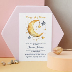 Invitation Au-dessus de la lune. Baby shower d'étoiles mignon