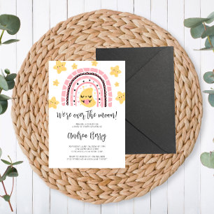 Invitation Au-dessus de la lune Baby shower fille