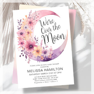 Invitation Au-Dessus De La Lune Baby shower floral