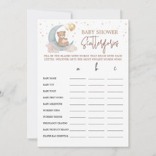 Invitation Au-dessus de la lune Baby shower Scattergories Gam