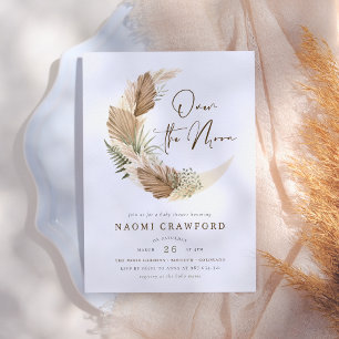 Invitation Au-Dessus De La Lune Boho Palm & Pampas Baby showe