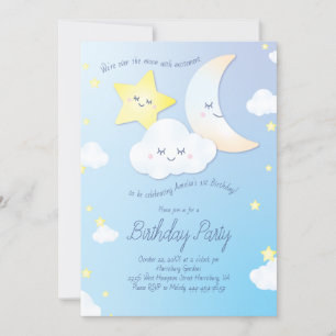 Invitation Au-dessus de la lune et des étoiles fête d'anniver