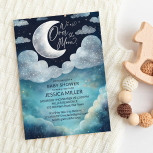 Invitation Au-dessus de la lune galaxie baby shower modèle