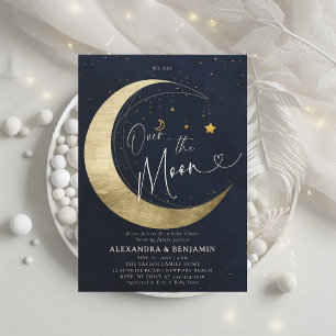 Invitation Au-dessus de la lune Gold Croissant Coed bébé garç