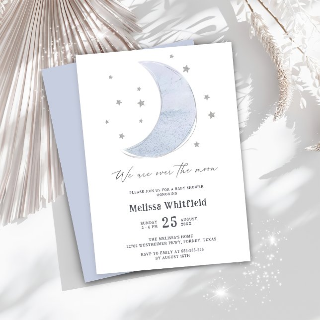 Invitation Au-dessus de la lune, la fête du Baby shower neutr (Créateur téléchargé)