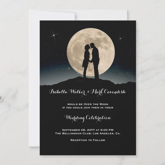 Invitation Au-dessus de la lune Starry Mariage de nuit (Devant)