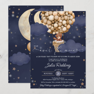 Invitation Au-dessus de la lune Teddy Bear Baby shower de bal