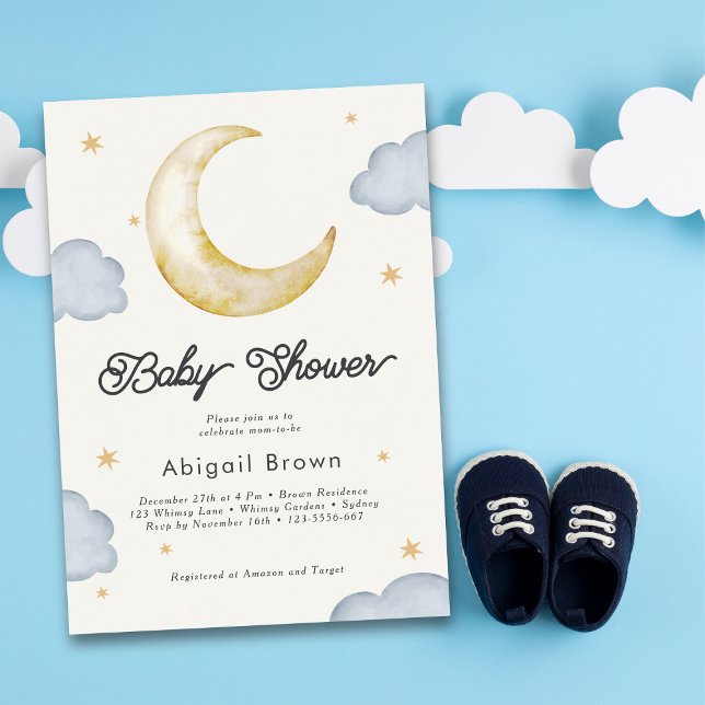 Invitation Au-dessus de la lune, un baby shower neutre pour l (Créateur téléchargé)