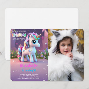 Invitation Au-Dessus De L'Arc-En-Ciel, Photo De Licorne Anniv