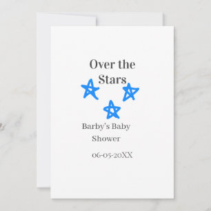 Invitation Au-dessus des étoiles bleu gris bébé fête nom date