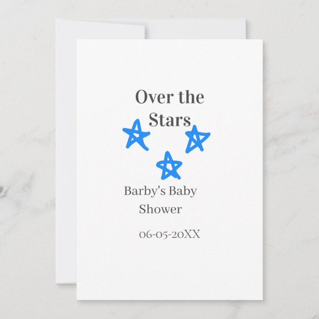Invitation Au-dessus des étoiles bleu gris bébé fête nom date (Devant)