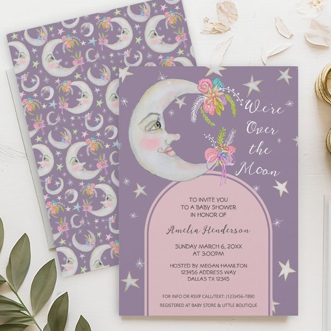 Invitation Au-dessus des étoiles de la lune Baby shower de la (Créateur téléchargé)
