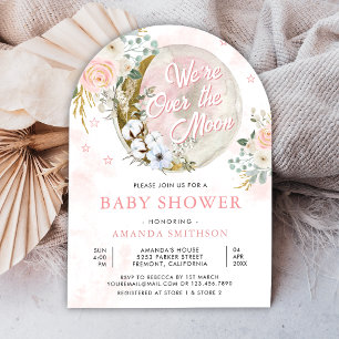 Invitation Au-Dessus Du Baby shower Arc Floral Rose Lune