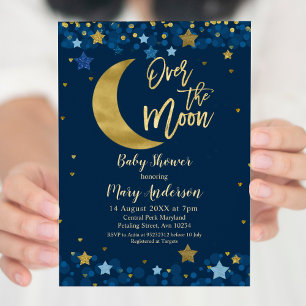 Invitation Au-dessus du Baby shower bleu de la Lune