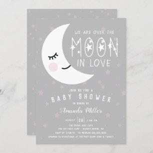 Invitation Au-Dessus Du Baby shower De Fille Lune