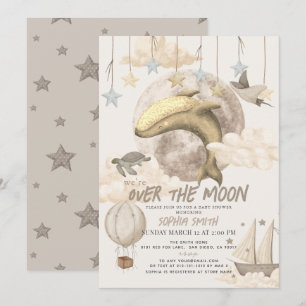 Invitation Au-dessus du Baby shower de la baleine de la Lune