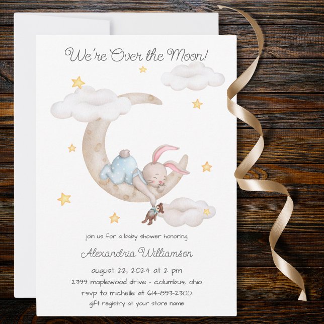 Invitation Au-dessus du Baby shower de la Lune (Créateur téléchargé)